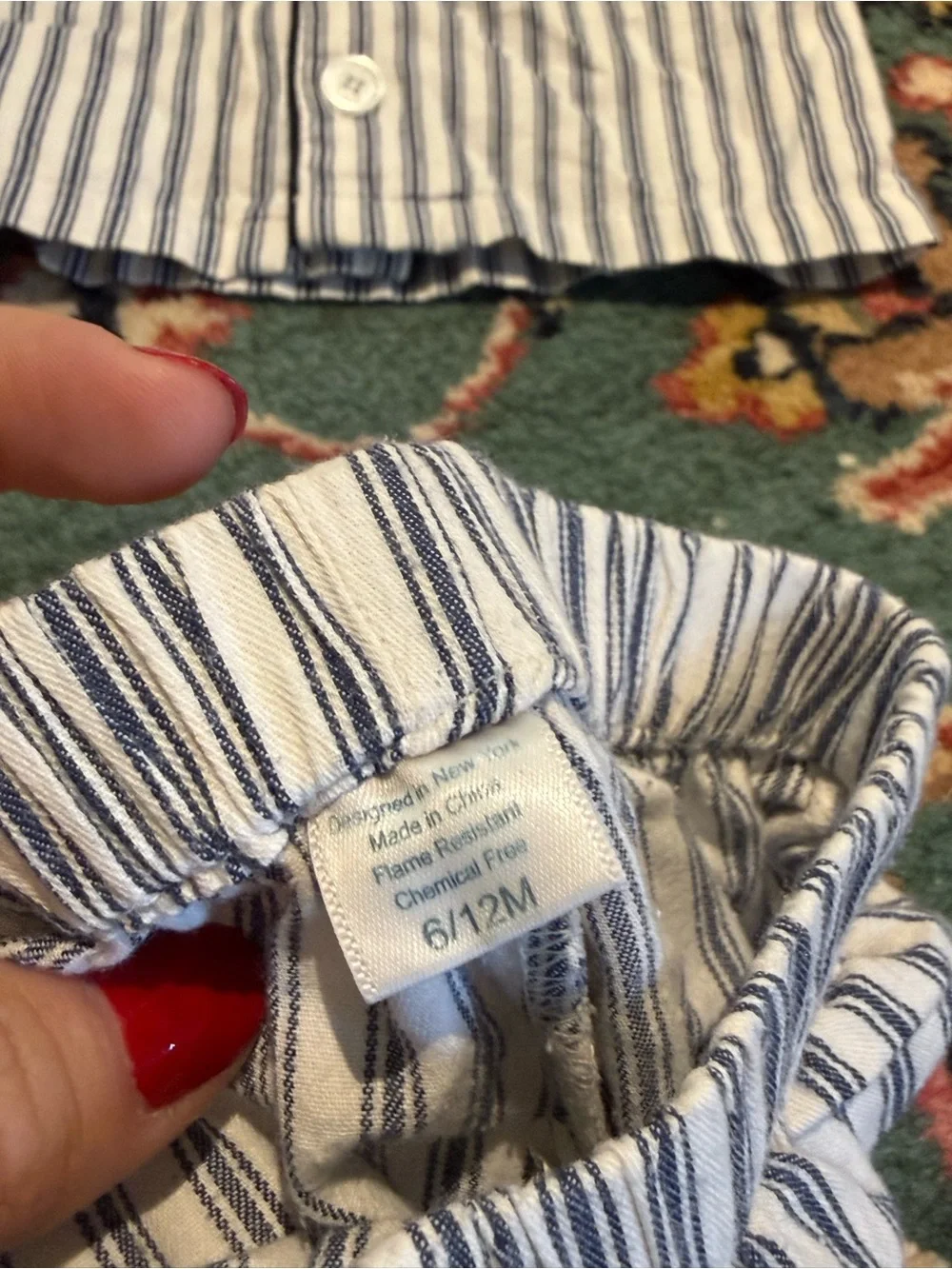 Petite Plume Striped Blue & White Boys Pajama Set - Classic Button-Front